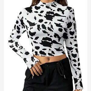 Monochrome Cow Print Crop Top